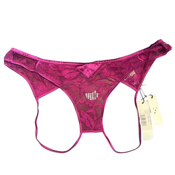 NWT Fleur De Mal Lace Panty MEDIUM Ouvert 'Magnolia In Vixen' Lingerie Sexy - Picture 4 of 6